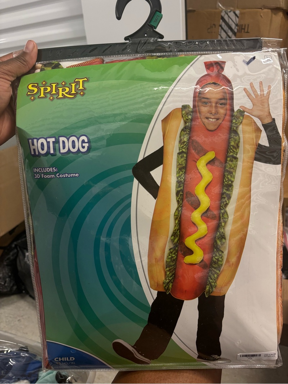 Spirit Halloween Kids Hot Dog Costume Size L/XL Pullover 3D Foam Food Suit New